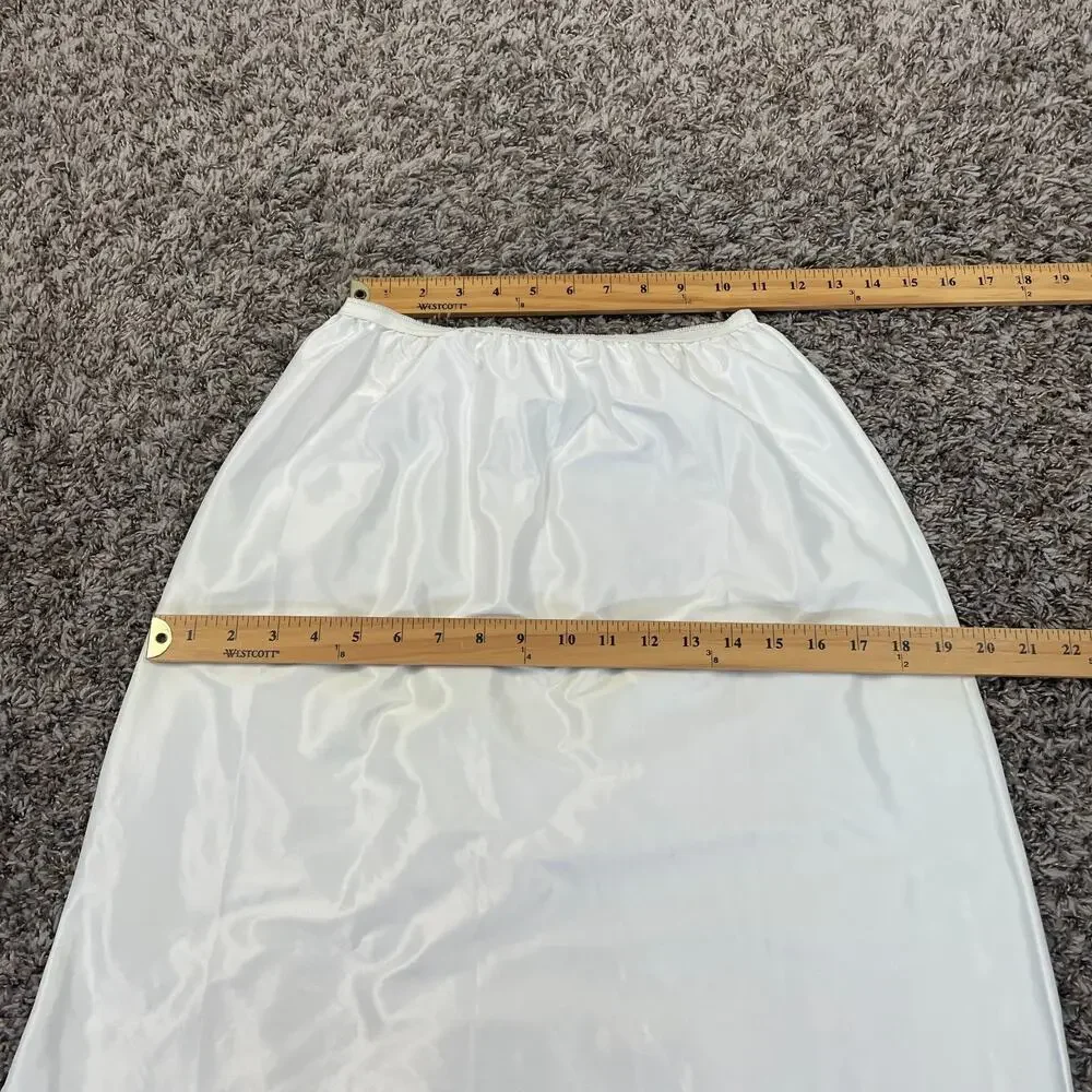 Vintage Lorraine Half Slip Size Small White Silky Shiny Long Maxi Side Slit 70s